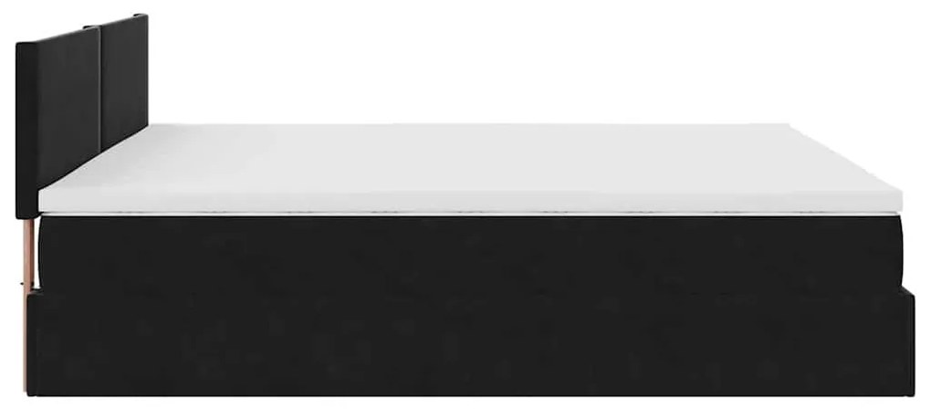Ottomán ágykeret matraccal fekete 200x200 cm bársony