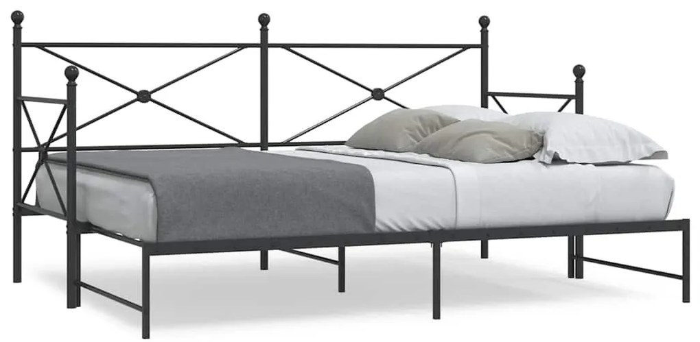 kihúzható kanapéágy matrac nélkül fekete 80x200 cm acél