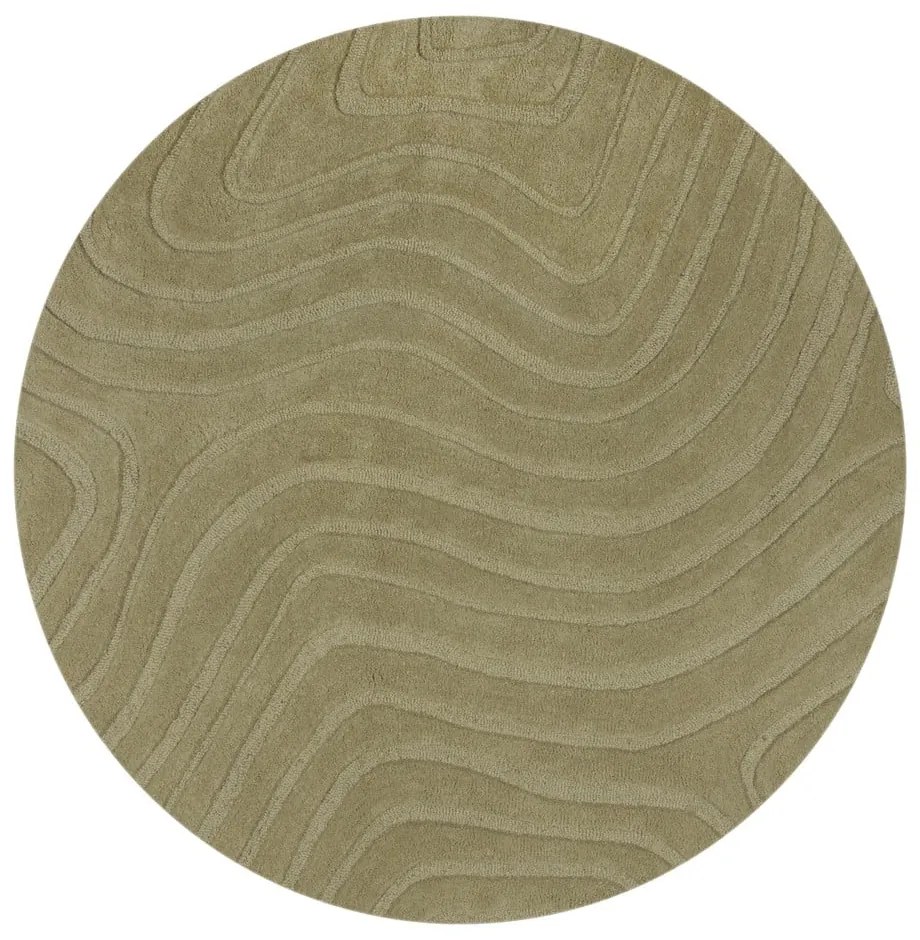 Khaki kézi szövésű gyapjú kerek szőnyeg ø 160 cm Mesmerise Sage – Flair Rugs