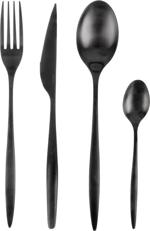 Fekete rozsdamentes acél evőeszköz készlet 24 db-os – Orion