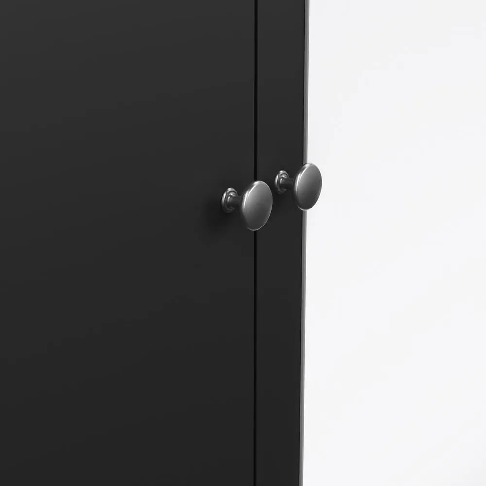Fekete ruhásszekrény tükörrel 150x199x58 cm Madrid – Tvilum
