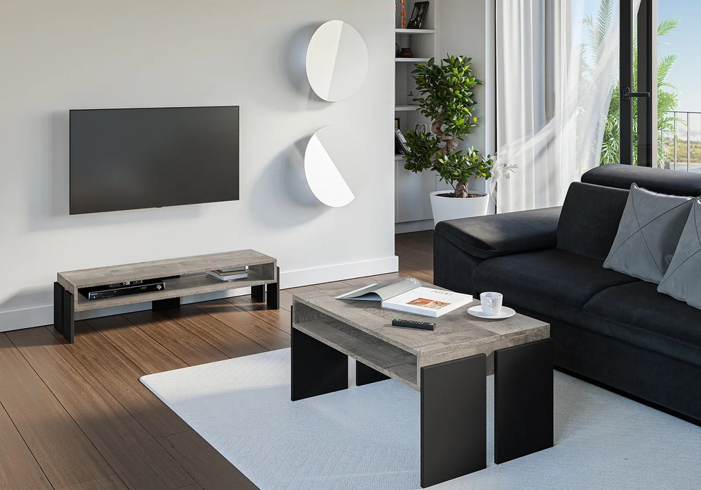 TV asztal Ramea (platinum grange tölgy + fekete). 1055244