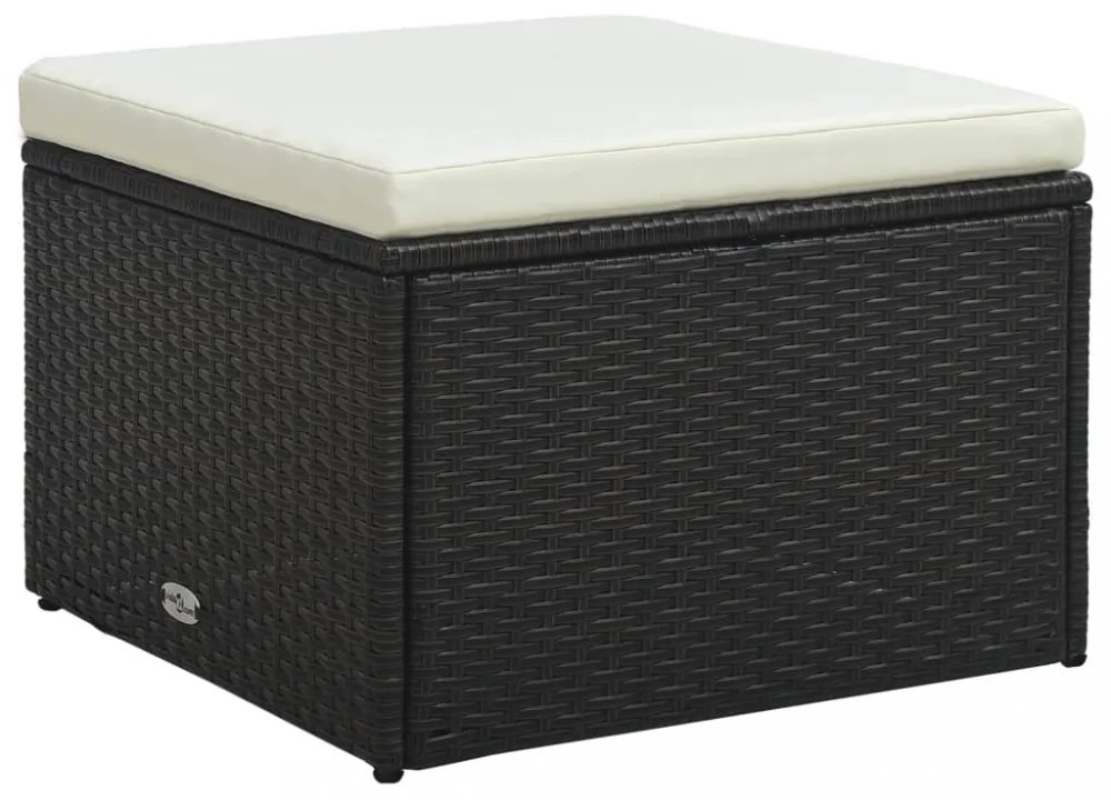4 részes barna polyrattan kerti bútorszett párnával