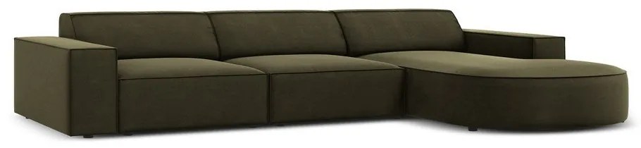 Zöld bársony sarokkanapé (jobb oldali) Jodie - Micadoni Home