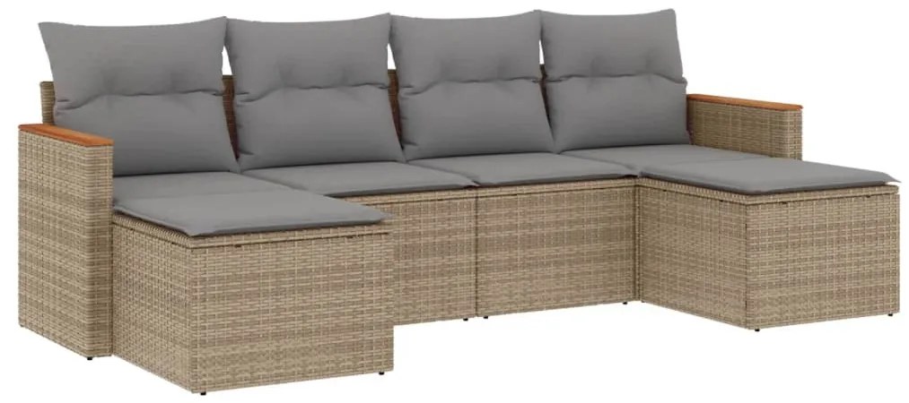 vidaXL 6 részes vegyes bézs polyrattan kerti ülőgarnitúra párnákkal