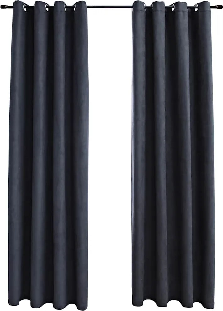 vidaXL 2 db antracitszürke sötétítőfüggöny fémgyűrűkkel 140 x 245 cm