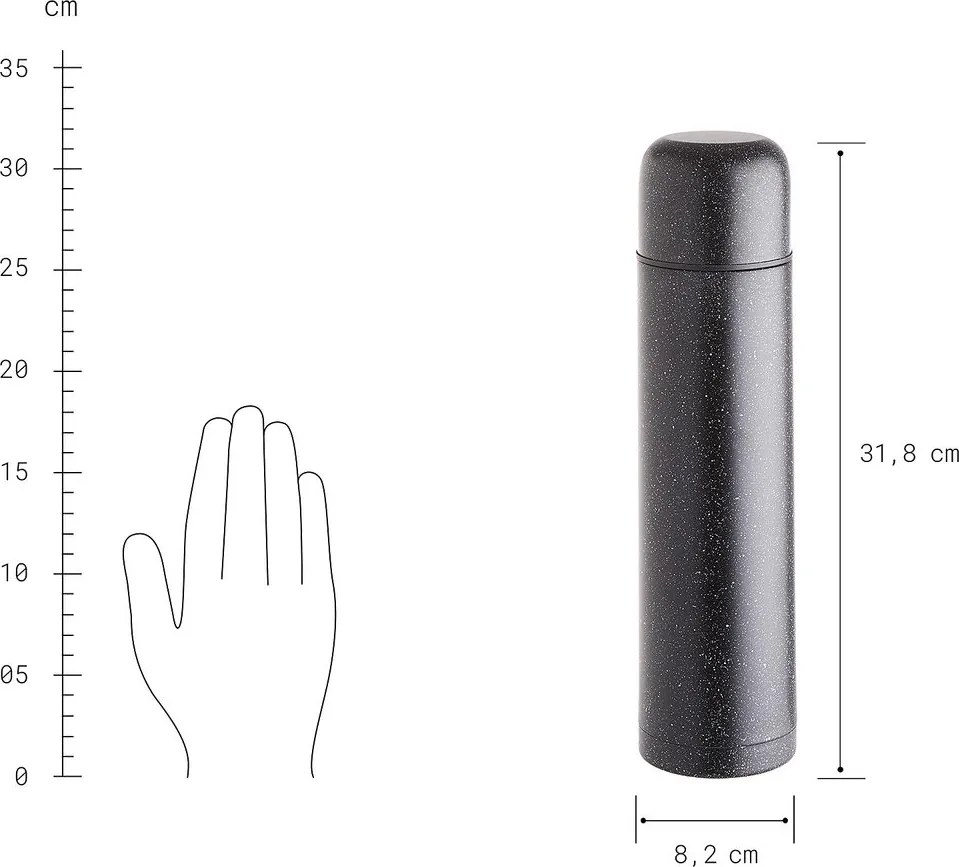 BARRIE termosz, fekete fröcskölt 1 liter