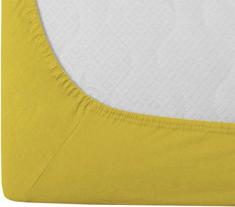 Jersey gumis lepedő sárga 180 x 200 cm