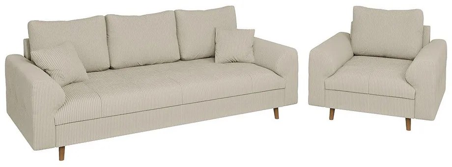 Bézs kordbársony kanapé 210 cm Ariella – Ropez