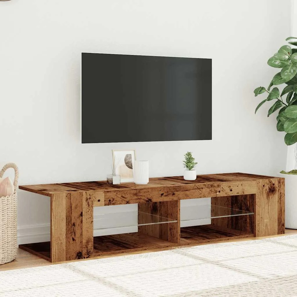 antik fa színű szerelt fa TV-szekrény LED-ekkel 135x39x30 cm