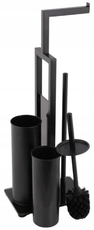 Erga Paulo, WC-papír tartó WC kefével és adagolóval, matt fekete, ERG-YKA-P.PAULO-BLK