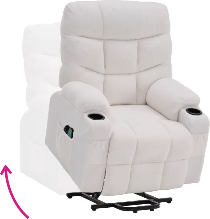 Állítható masszázs fotel, fehér, HUDSON