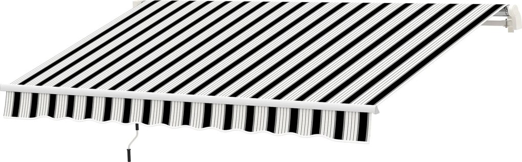 Outsunny Kézi Kurbel Karos Napernyő 3,95m Kézi Kurblival Erkély Napvédő Fali Szerelésű Alumínium Fehér+Kék 395 x 245 cm | Aosom