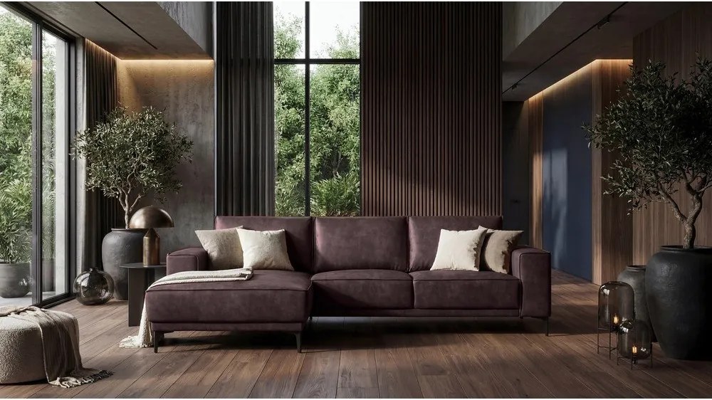 Sötétbarna bőrutánzat sarokkanapé (bal oldali) Copenhagen – Scandic