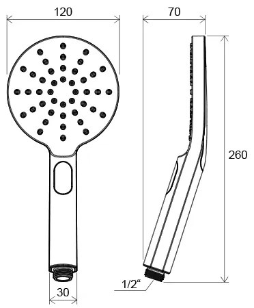 Ravak X07P233 - FLAT nyomógombos kézi zuhany, fényes króm