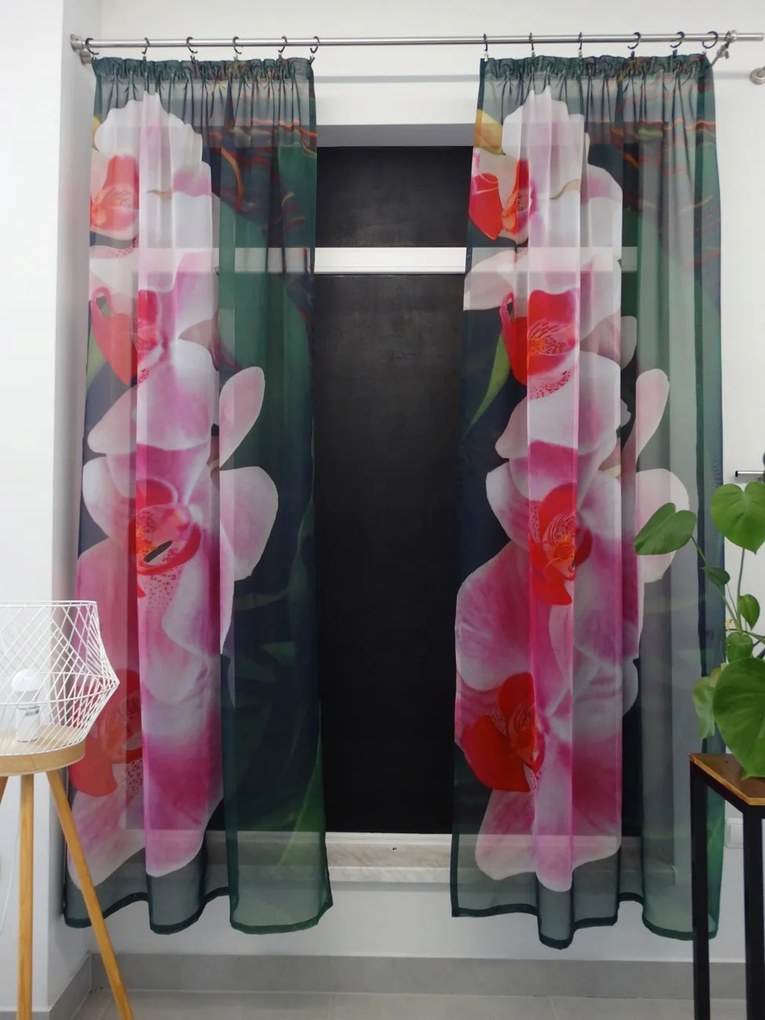 Mg Függöny fátyol 3D Virágok 120x225cm szalaggal lengyel 1db