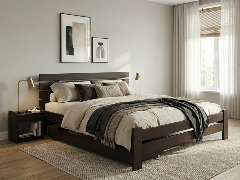 PARIS magasított ágy 180x200 cm, diófa Ágyrács: Léces ágyrács, Matrac: Deluxe 10 cm matrac