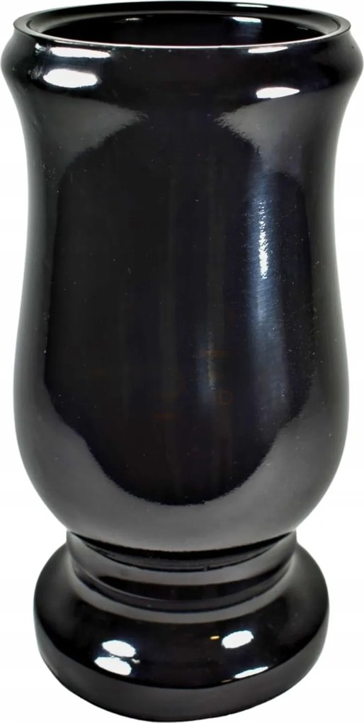 Sírkő váza W10 fekete 28 cm ellenálló, nehéz, betét nélkül
