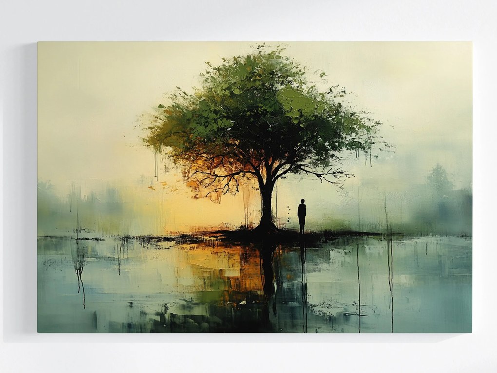 Vászonkép Canvas Fa Víz Ember Természet Reflexió 60x40