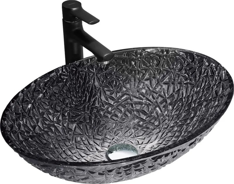 Mexen Goa üveg pultra helyezhető mosdókagyló 50 x 36 cm, fekete - 24085070