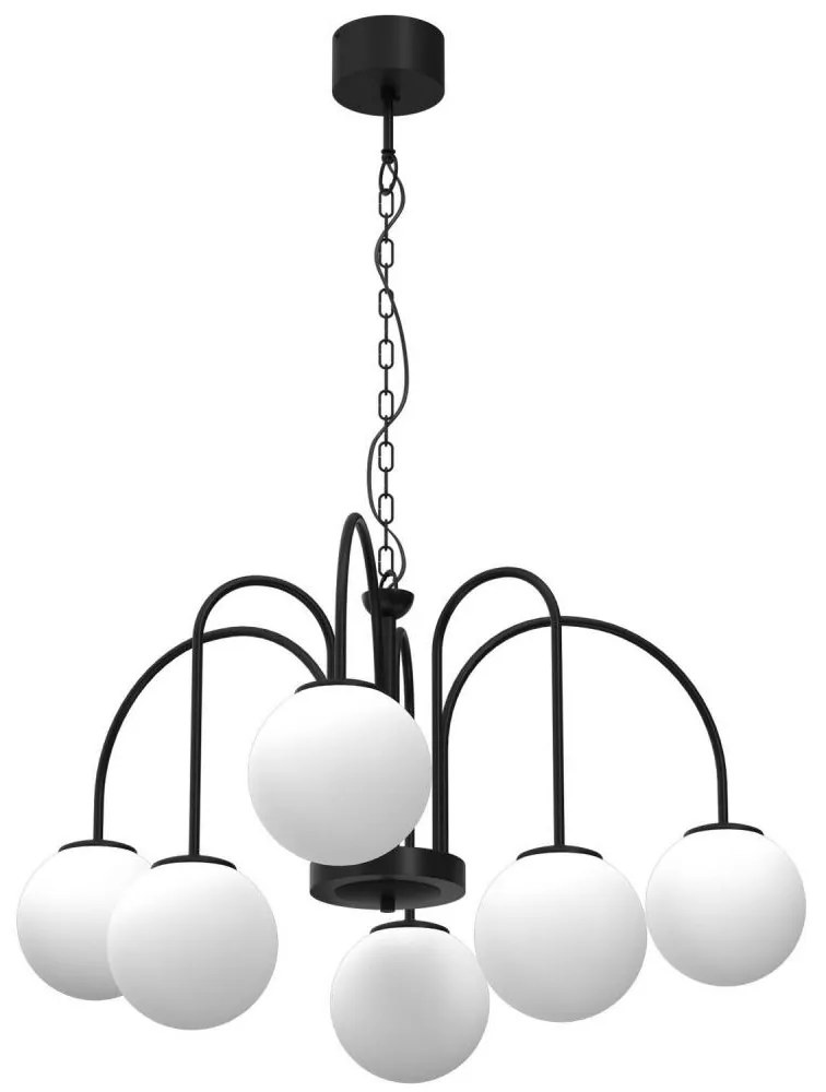 Luminex Csillár láncon CAMBRIDGE 6xE14/60W/230V fekete LU3195
