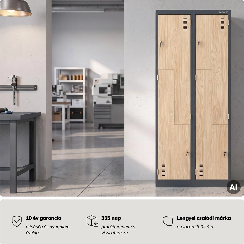 L alakú öltözőszekrény, antracit, sonoma tölgy, 800x1850x450 mm: JULIA Eco Design