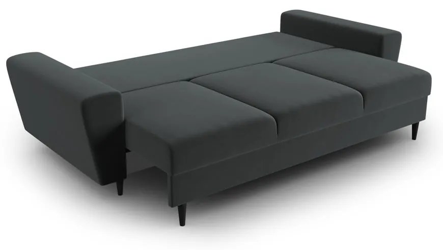 Sötétszürke bársony kinyitható tárolóhelyes kanapé 235 cm Kyoto – Cosmopolitan Design