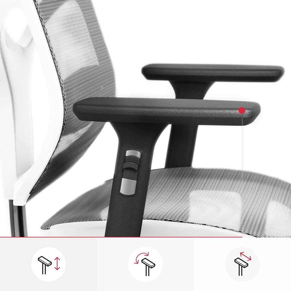 Ergonomikus hálós irodai szék, fehér-szürke: Diablo V-Basic