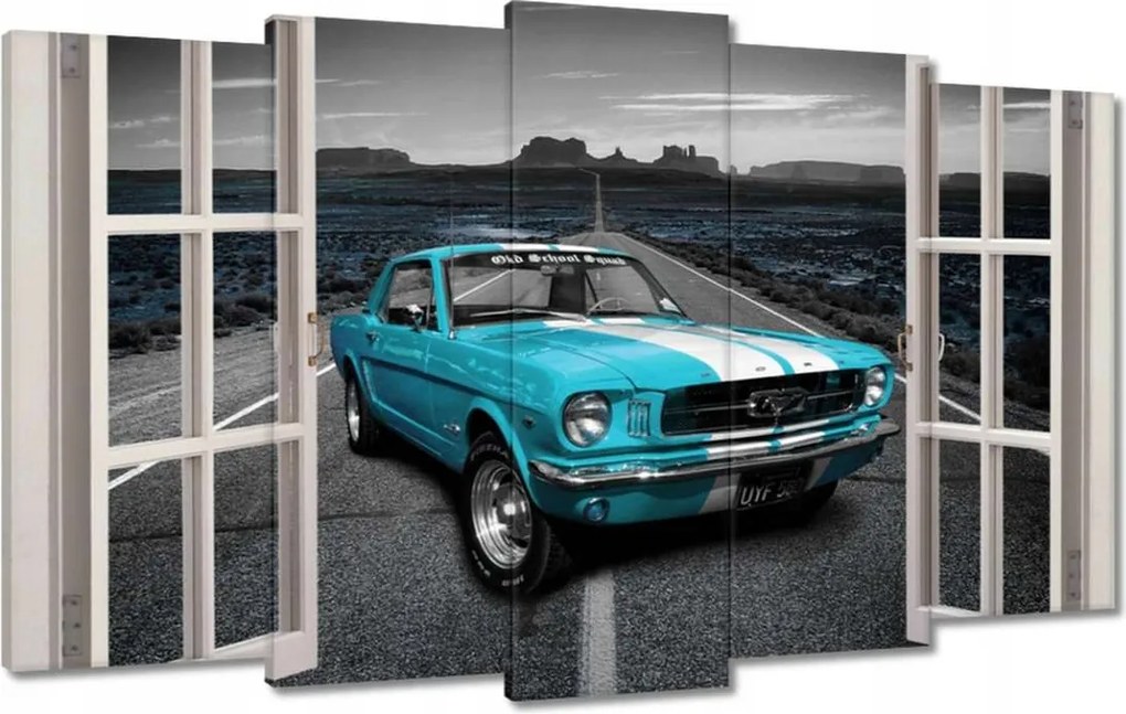 Vászonkép 100x60 Türkiz Mustang Ablak