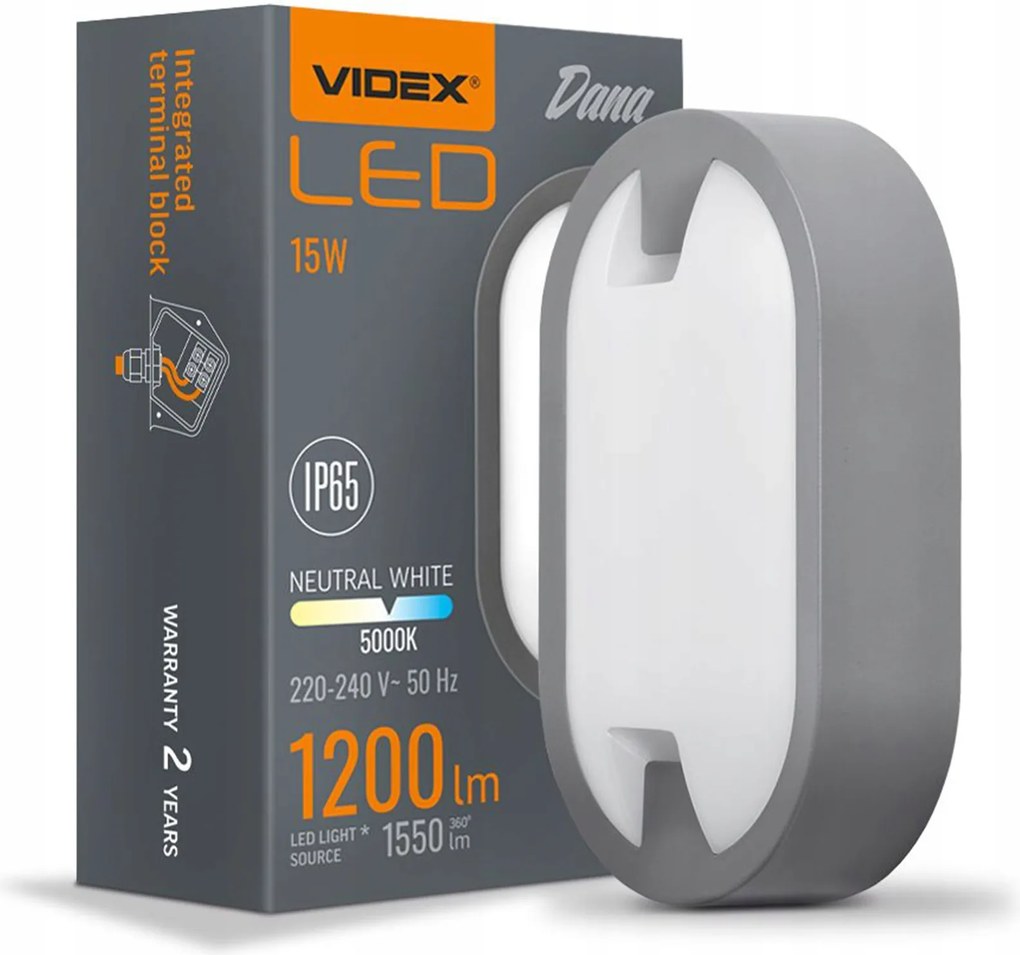 Kerti Lámpa Homlokzati Fali lámpa Led Plafon Lámpatest 15W 5000K IP65 Szürke