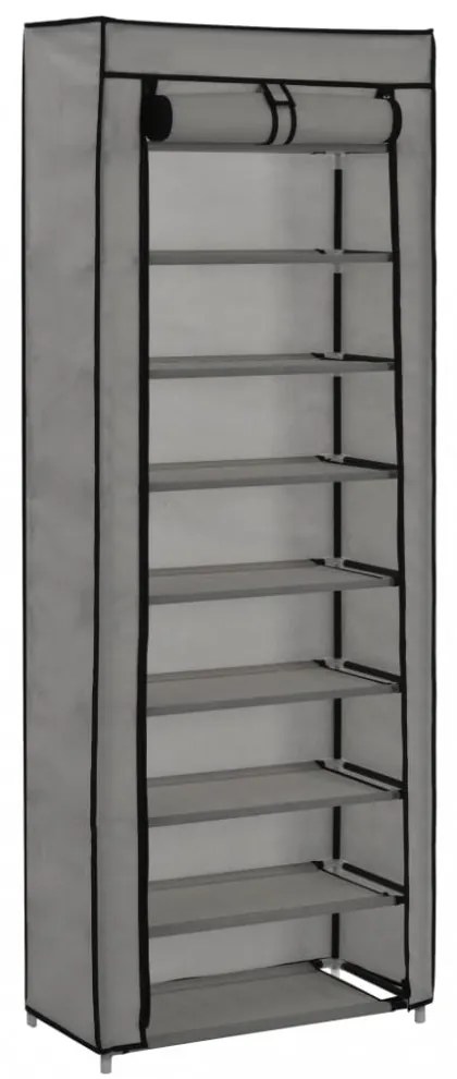 szürke szövetborítású cipősszekrény 57 x 29 x 162 cm