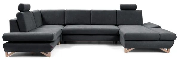 Kinyitható U-alakú kárpitozott sarokgarnitúra tárolóhellyel AVESTA — antracit