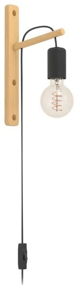 Eglo 44013 - Fali lámpa POCKLEY 1xE27/10W/230V barna/fekete