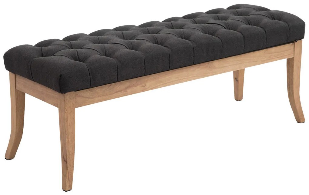 Ramses chesterfield tűzött pad, szövet, sötétszürke szín, 120 cm, világos láb