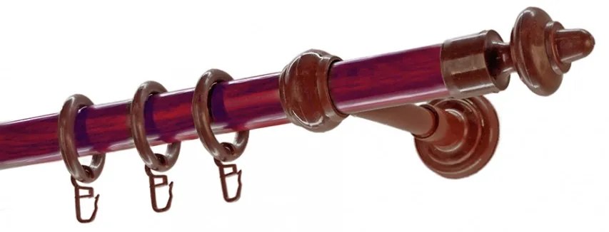 Mahagóni műanyag végzárós rúd karnis 160 cm