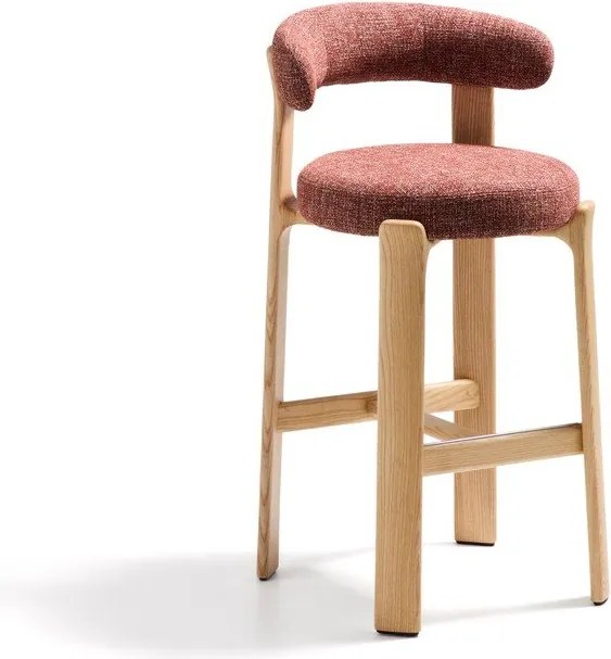 Terrakotta színű-világos natúr színű kőrisfa bárszék (ülésmagasság 75 cm) Granite – Kave Home