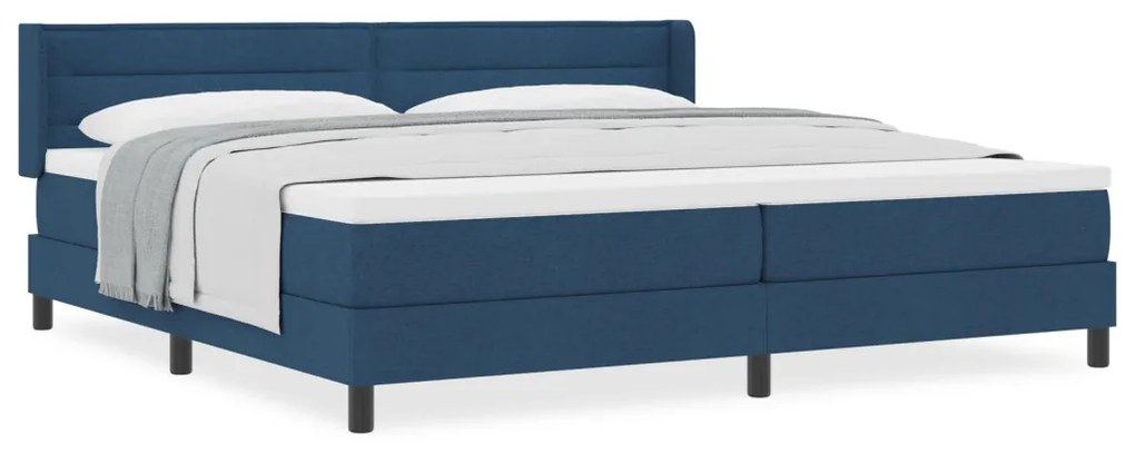 Boxspring ágy matraccal, kék, 200x200 cm - Szövet