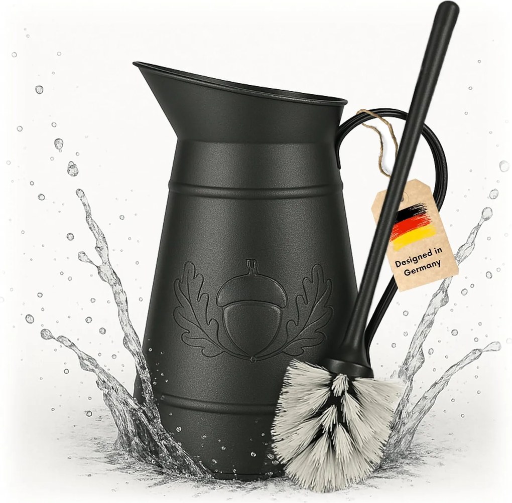 Wc Kefe Fém Tartállyal 1 Darab Vintage Stílus Fekete