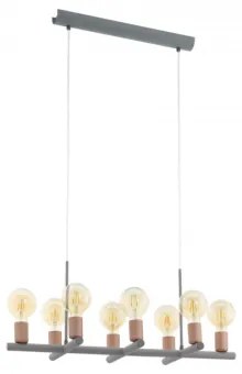 LED lámpa függeszték , mennyezeti , 8 x E27 , acél , szürke , vörösarany , EGLO , ADRI 1 , 97449