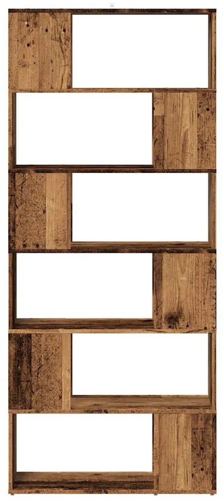 antik fa színű térelválasztó könyvszekrény 80 x 24 x 186 cm