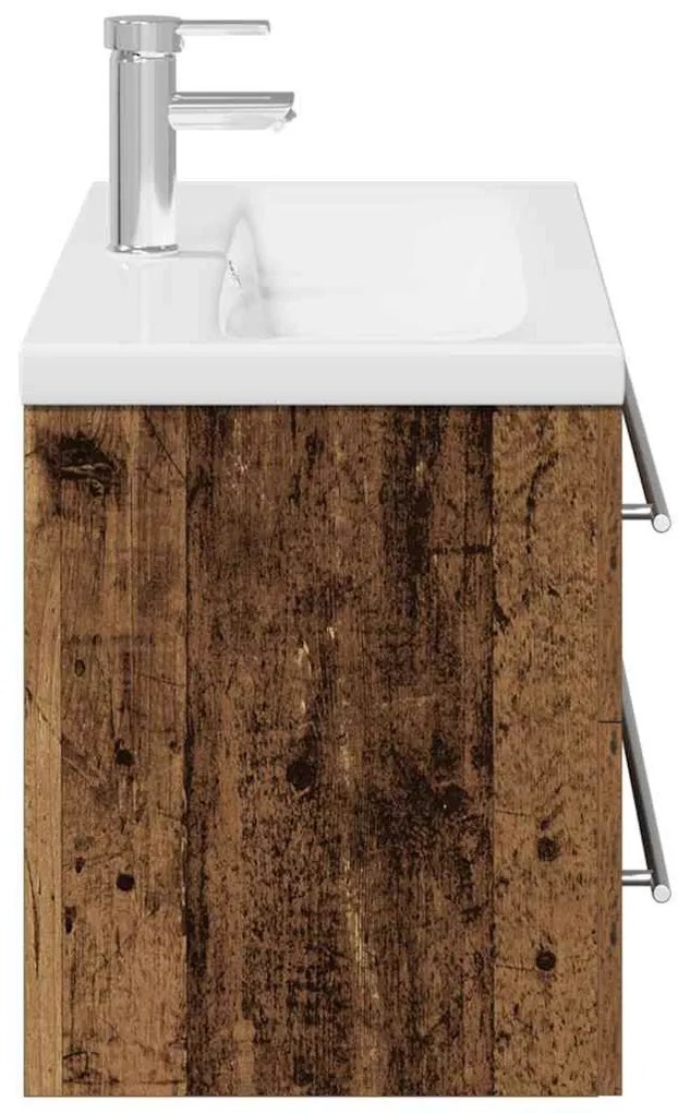Mosdókagylós szekrény fiókkal 2 pcs Régi fa 100 x 38.5 x 48 cm