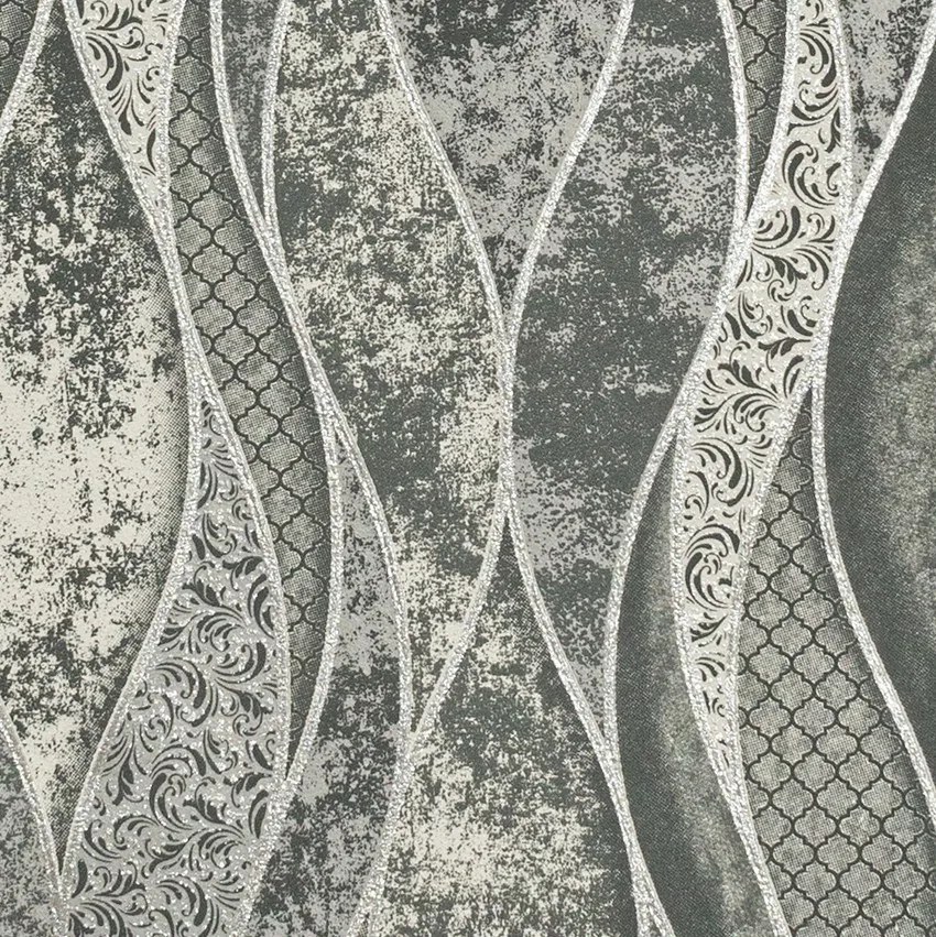 Grafit-ezüst hullám mintás tapéta (1514-21)