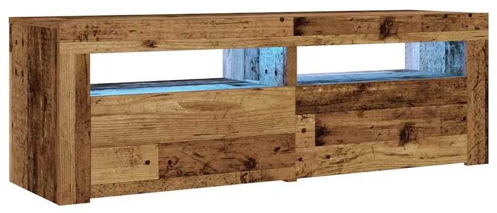 2 db antik fa színű éjjeliszekrény LED-del 60 x 35 x 40 cm