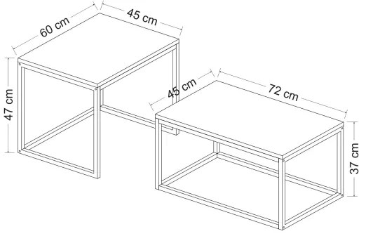 KÉSZLET 2x Kávésasztal LEKA fekete