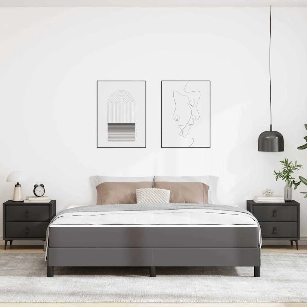 Ágy matracmal Szürke 180 x 200 cm Műbőr