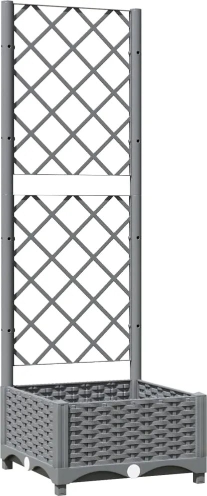 vidaXL világosszürke PP rácsos kerti ültetőláda 40 x 40 x 121,5 cm