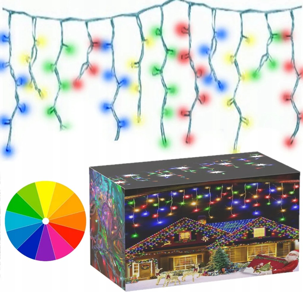 Jégcsap Flash Led karácsonyfa fényfüzér 100 többszínű 4m fényfüggöny RS-110M