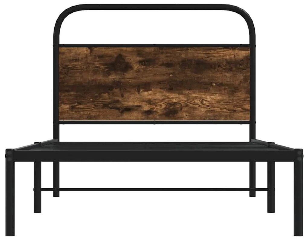 ágykeret matrac nélkül 90x190 cm füstölt tölgy fűrészelt fa