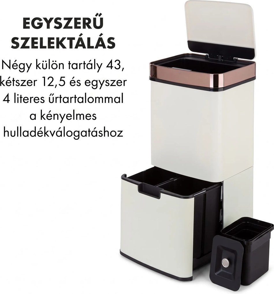 Klarstein Royal Trash Rose Gold, szemétkosár szenzorral, 72 l, rozsdamentes acél, rózsaszín arany