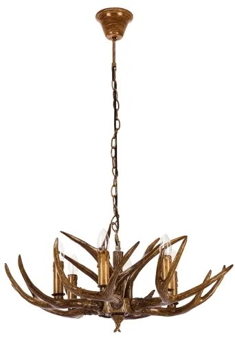 Brilagi - Láncos csillár DEER 6xE14/10W/230V, átm. 70 cm, agancs